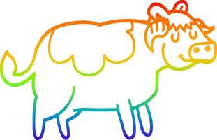 Regenbogen-Gradientenlinie Zeichnung Cartoon-Kuh vektor