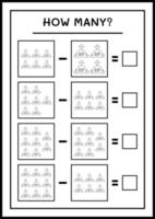 hur många gravsten, spel för barn. vektor illustration, utskrivbart kalkylblad