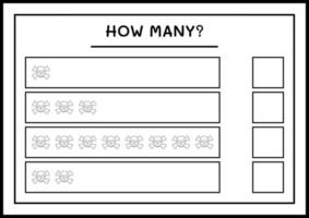 hur många skalle, spel för barn. vektor illustration, utskrivbart kalkylblad