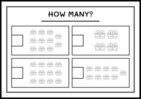 wie viele Winterfäustlinge, Spiel für Kinder. Vektorillustration, druckbares Arbeitsblatt vektor