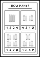 hur många julljus, spel för barn. vektor illustration, utskrivbart kalkylblad