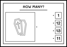 wie viele sarg, spiel für kinder. Vektorillustration, druckbares Arbeitsblatt vektor