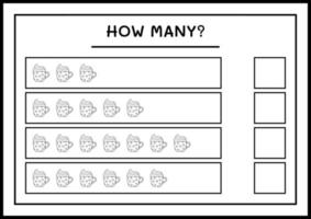 Wie viele Weihnachtsbecher, Spiel für Kinder. Vektorillustration, druckbares Arbeitsblatt vektor