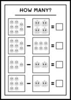 Wie viele Kürbisse, Spiel für Kinder. Vektorillustration, druckbares Arbeitsblatt vektor