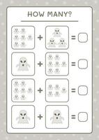 hur många spöke, spel för barn. vektor illustration, utskrivbart kalkylblad