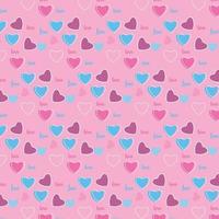 sömlös doodle stil hjärtformade mönster för alla hjärtans dag. söt hjärta form ändlösa mönster design med rosa bakgrund. kärlek mönster vektor för tapeter och bakgrund.