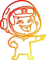 warme Gradientenlinie Zeichnung Cartoon lachender Astronaut vektor
