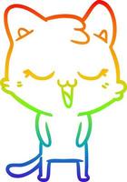 regnbåge gradient linje ritning glad tecknad katt vektor