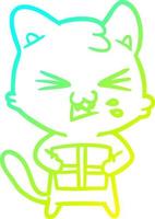 Kalte Gradientenlinie Zeichnung Cartoon-Katze zischen vektor