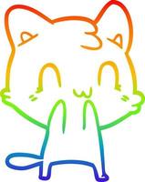 Regenbogen-Gradientenlinie Zeichnung Cartoon glückliche Katze vektor