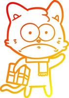 warme Gradientenlinie Zeichnung Cartoon nervöse Katze vektor