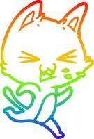 Regenbogen-Gradientenlinie Zeichnung Cartoon-Katze zischen vektor