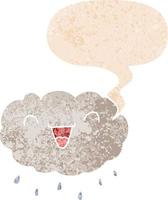 Fröhliche Cartoon-Wolke und Sprechblase im strukturierten Retro-Stil vektor