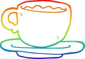 regnbågsgradient linjeteckning tecknad kopp te vektor