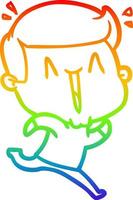 Regenbogen-Gradientenlinie Zeichnung Cartoon aufgeregter Mann vektor