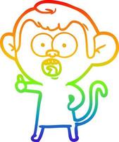Regenbogengradientenlinie Zeichnung Cartoon schockierter Affe vektor