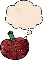 Cartoon-Apfel und Gedankenblase im Grunge-Texturmuster-Stil vektor