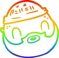 Regenbogen-Gradientenlinie Zeichnung Cartoon männliches Gesicht mit Bart vektor