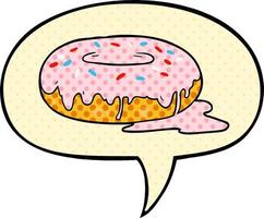 Cartoon-Donut und Sprechblase im Comic-Stil vektor