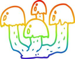 Regenbogen-Gradientenlinie, die Cartoon-Pilze zeichnet vektor