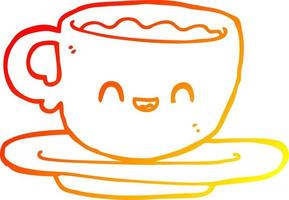 warme Gradientenlinie Zeichnung Cartoon heiße Tasse Kaffee vektor