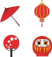 det finns fyra enkla japanska logotyper eller ikoner som kan användas efter behov vektor