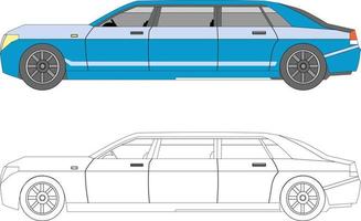 schwarz-weiße autoillustration kombiniert mit farbe vektor