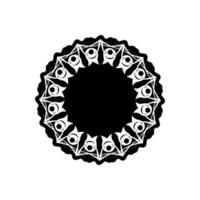 indisk mandala logotyp. svart och vit logotyp. dekorativa runda ornament. ovanlig blomform. orientalisk vektor, mönster av antistressterapi. vävning designelement. yoga logotyper vektor. vektor