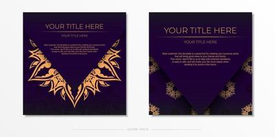 lyxig lila fyrkantig vykortsmall med vintage indisk mandala prydnad. eleganta och klassiska vektorelement redo för tryck och typografi. vektor