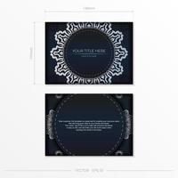 mörkblå vykortsmall med vit abstrakt prydnad. eleganta och klassiska vektorelement redo för tryck och typografi. vektor