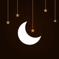 månen och hängande stjärna bakgrund med brun bakgrund. kan användas för ramadan kareem. vektor