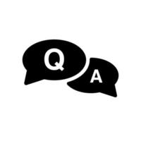 faq-ikonen isolerad i svart, frågor och svar-ikonen. linjer, glyfer och hellinje. q och a tallinjer och fyllda teckenvektorer. qa symbol och logotyp illustration. vektorgrafik för faq och qa-ikonen vektor