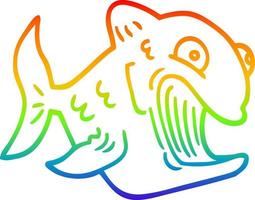 Regenbogen-Gradientenlinie, die lustige Cartoon-Fische zeichnet vektor