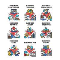 Business Training Set Icons Vektor Illustrationen