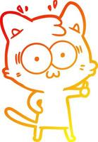 warme Gradientenlinie Zeichnung Cartoon überraschte Katze vektor
