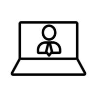 Geschäftsmann Laptop Symbol Vektor. isolierte kontursymbolillustration vektor