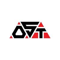 Ost-Dreieck-Buchstaben-Logo-Design mit Dreiecksform. Ost-Dreieck-Logo-Design-Monogramm. Ost-Dreieck-Vektor-Logo-Vorlage mit roter Farbe. ost dreieckiges Logo einfaches, elegantes und luxuriöses Logo. Ost vektor