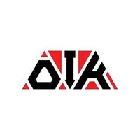 Oik-Dreieck-Buchstaben-Logo-Design mit Dreiecksform. Oik-Dreieck-Logo-Design-Monogramm. Oik-Dreieck-Vektor-Logo-Vorlage mit roter Farbe. oik dreieckiges Logo einfaches, elegantes und luxuriöses Logo. oik vektor