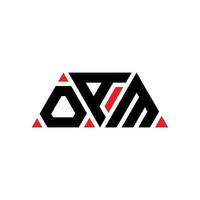 oam triangel bokstavslogotypdesign med triangelform. oam triangel logotyp design monogram. oam triangel vektor logotyp mall med röd färg. oam triangulär logotyp enkel, elegant och lyxig logotyp. oam