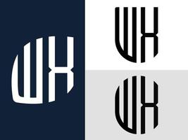 kreative anfangsbuchstaben wx logo designs paket. vektor