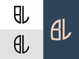 kreative anfangsbuchstaben bl logo designs paket. vektor