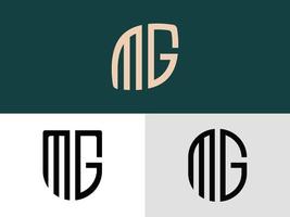 kreativa initiala bokstäver mg logotypdesigner paket. vektor