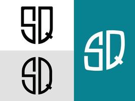 kreativa initiala bokstäver sq logotyp design bunt. vektor