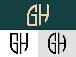 kreativa initiala bokstäver gh logotypdesigner bunt. vektor