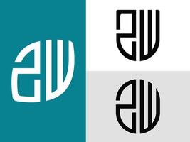 kreativa initiala bokstäver zw logo designs bunt. vektor