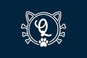 katzenmonogrammbuchstabe q logo-designs. vektor