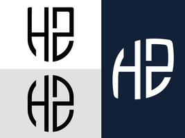kreative anfangsbuchstaben hz logo designs paket. vektor