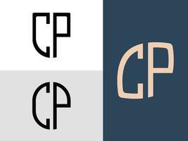 kreativa initiala bokstäver cp logo designs bunt. vektor