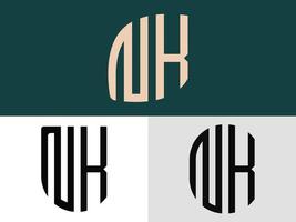 kreative anfangsbuchstaben nk logo designs paket. vektor