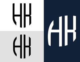 kreativa initiala bokstäver hk logo designs paket. vektor